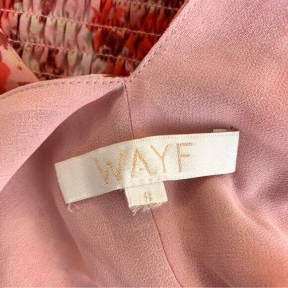 Wayf Women's Blouse Floral Print Smocked Waist Top Pink Red V-neck Boho chic S - Picture 8 of 13